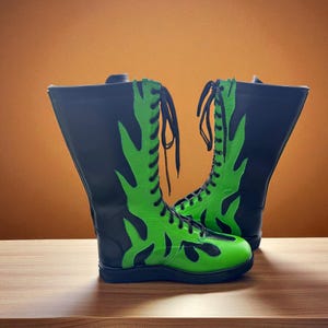 Handmade Wrestling Long Boots For Men Women, Leather Wrestling Shoes, WWE Boots, Leather Wrestler Footwear Custom Lace Up Boot Husband Gift