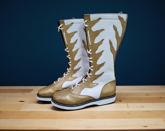 Botas de lucha de cuero hechas a mano: diseño personalizado con cordones