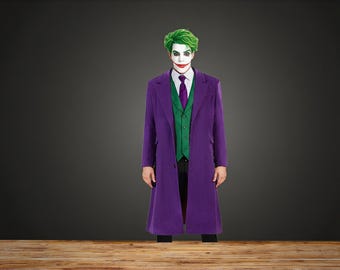 Joker Purple Trench Coat, Men’s Cosplay Costume Heath Ledger Overcoat, Handmade Villain Joker Outfit, Custom Halloween Party Coat Gifts
