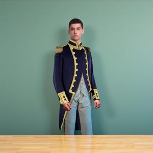Handmade Steampunk Admiral Jacket: British Royal Navy Hussar Tailcoat