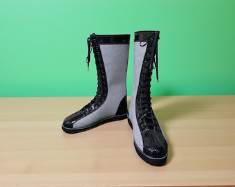 Handmade Wrestling Long Boots, Leather Wrestling Shoes, Men Pro Wrestling Shoes, Professional Wrestling Boots, Custom Wrestling Lace Up Boot