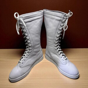 Handmade Wrestling Long Boots, Leather Wrestling Shoes, Men Pro Wrestling Shoes, Professional Wrestling Boots, Custom Wrestling Lace Up Boot
