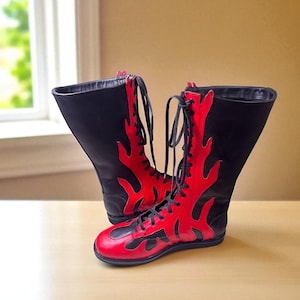 Handmade Wrestling Long Boots, Men Pro Wrestling Shoes, Leather Wrestling Shoes, Professional Wrestling Boots, Custom Wrestling Lace Up Boot
