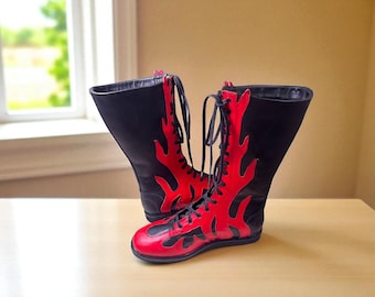 Handmade Wrestling Long Boots, Men Pro Wrestling Shoes, Leather Wrestling Shoes, Professional Wrestling Boots, Custom Wrestling Lace Up Boot
