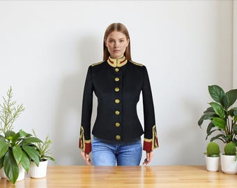 Handgemachte Husaren Jacke: Gothic Steampunk Militär Parade Mantel