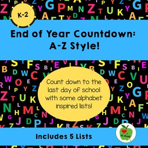 A-Z Countdown to Summer – End of Year Activity for K-2 | 5 Fun Themes | ABC Countdown List