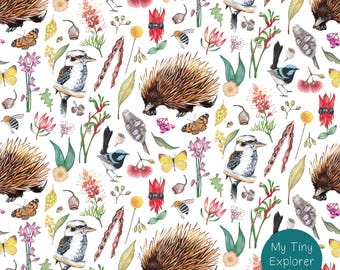Echidna, Native Australia, Hand Drawn Kids Seamless Repeating Pattern, 5 Different Colourways, Digital File for Commercial Use