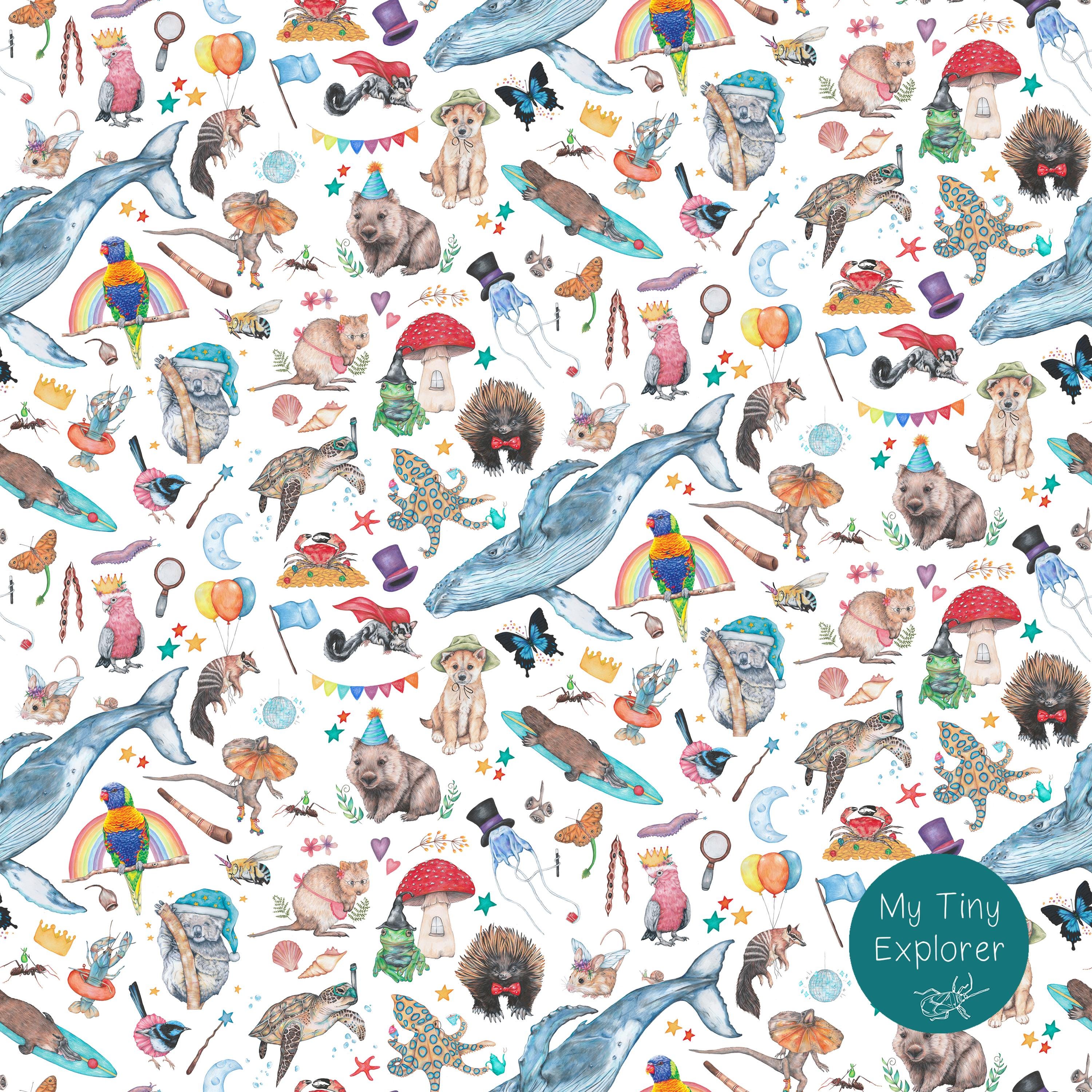 Australiana Magic, Native Australia, Hand Drawn Kids Seamless Repeating Pattern, 5 Different Colourways, Digital File for Commercial Use