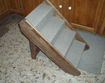 Small folding pet stairs for cats dogs up to 50 lbs. Hnad crafted in U.S.A. 21" high.