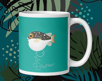 Puffer Fish Mug - Amusing Blowfish Design, Gift for Angler