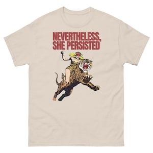 Nevertheless She Persisted Shirt | Feminist Tiger Rider Tee | Vintage Comic Art | Strong Woman Empowerment | Girl Power Gift