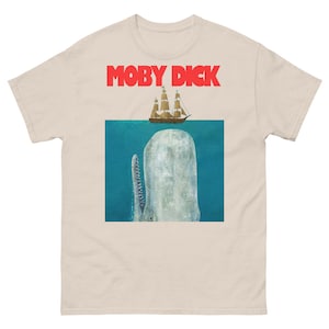 Moby Dick T Shirt | Vintage Literary Whale Graphic Tee | Retro Book Lover Shirt | Classic Novel Gift Idea for Readers & Ocean Fans