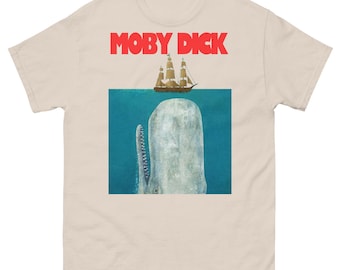 Moby Dick T Shirt | Vintage Literary Whale Graphic Tee | Retro Book Lover Shirt | Classic Novel Gift Idea for Readers & Ocean Fans