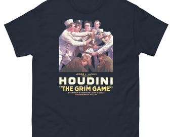 Vintage Houdini T-Shirt | Retro Magic Movie Poster Tee | Classic 1919 The Grim Game Shirt | Magician Gift for Him Her