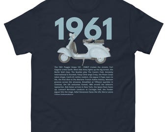 Vintage T-shirt 1961 – retro scooterjaarshirt, geboortejaar 1961 verjaardagscadeau, T-shirt historische gebeurtenissen