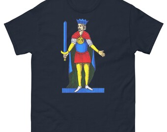 T-shirt King of Swords | Vintage T-shirt met tarotkaart | Esoterisch mystiek shirt | Retro spiritueel cadeau voor liefhebbers van tarot en occultisme