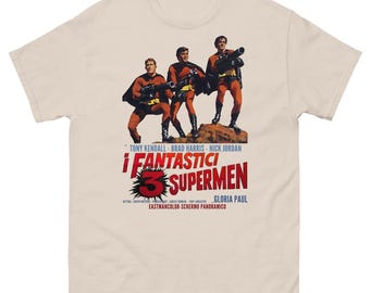 Camiseta retro vintage de superhéroe / Camiseta con gráfico de película de acción de culto italiana de los años 60 / Camiseta con póster de cine de explotación clásica / Camiseta de regalo retro para fanáticos