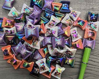 10 Mixed Halloween Candy Beads, Iridescent Acrylic Focals for Pens, Keychains and DIY Crafts