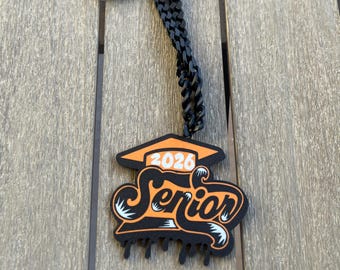 Senior 2026 Chain Necklace – 3D Class Graduation Pendant Custom Gift – Senior Photo Prop