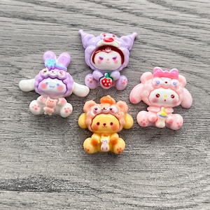 Kawaii Flat Back Charms – Cute Pastel Animal Cabochons for DIY Crafts • Phone Case Supplies • Pick 1, 3, or Full Set of 5