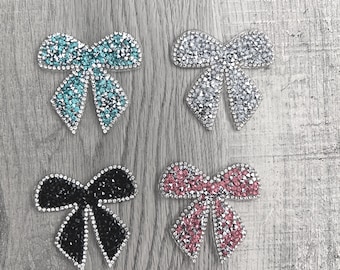 Rhinestone Bow Iron On Transfer: Bling Heat Press Patch