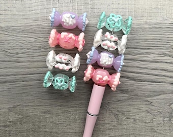 Set of 6 Pastel Candy Pen Beads Kawaii Acrylic Beads for Beaded Pens DIY