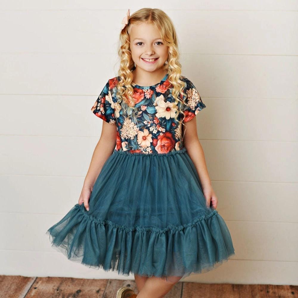Robe Légère Sarcelle Pour Fille Taille 5/6 Ans - Avec Nœud Décoratif, Style "Twirl Dress" - Occasion Très Bon État