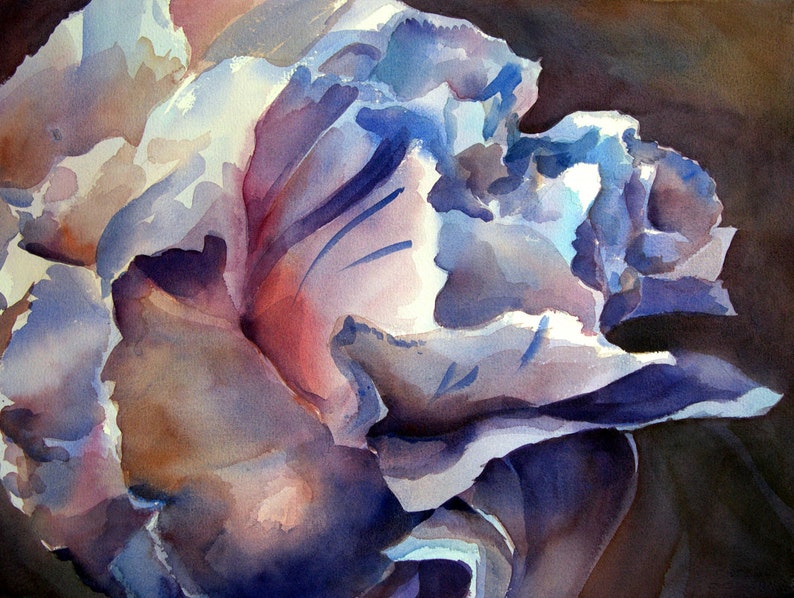 Blue Carnation Floral Watercolor ORIGINAL Painting by Etsy