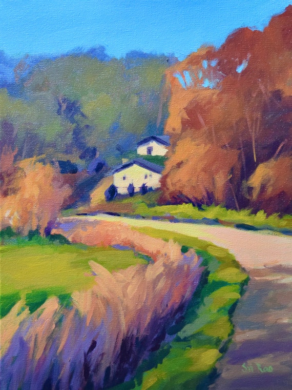 Original Acrylic Landscape Painting, Clouds Fields, Iowa Landscape