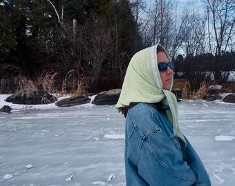 Hand-Sewn Head Scarf with Floral Trim