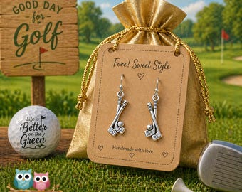 Golf Club Dangle Earrings | Sports Jewelry | Golfer Gift for Her | Silver Golf Earrings | Cute Athlete Accessories