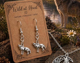 Wolf Dangle Earrings | Wild at Heart Jewelry | Nature Inspired Earrings | Silver Wolf Jewelry | Gift for Animal Lovers