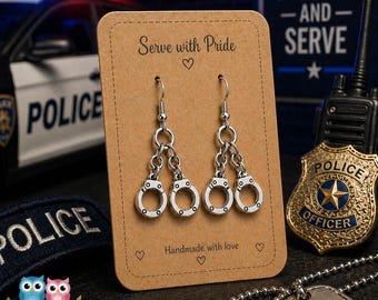 Handcuff Dangle Earrings | Police Inspired Jewelry | Law Enforcement Gift | Serve with Pride Earrings | First Responder Gift