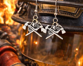 Fireman Tool Earrings • Fire Axe Earrings • First Responder Jewelry • Firefighter Gift
