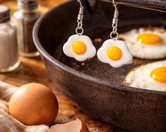 Fried Egg Earrings • Quirky Sunny Side Up Food Jewelry