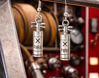 Fire Extinguisher Earrings • Firefighter Gift • First Responder Jewelry • Novelty Emergency