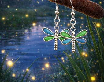 Colorful Dragonfly Dangle Earrings | Whimsical Nature Jewelry