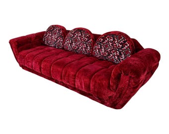 Vintage Velvet Gondola Sofa Couch Mid Century Modern