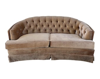 Vintage Velvet Tufted Couch Loveseat Mid Century Modern