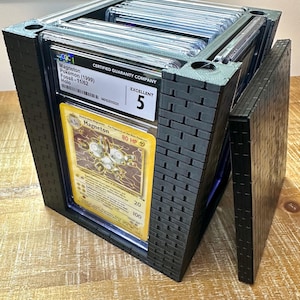 The BrickBox Slab Vault for PSA & CGC Cards – Magnetic Lid – Heavy Duty Display Case – Holds 14-15 Graded Slabs – TCG Storage Box