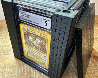 The BrickBox Slab Vault for PSA & CGC Cards – Magnetic Lid – Heavy Duty Display Case – Holds 14-15 Graded Slabs – TCG Storage Box