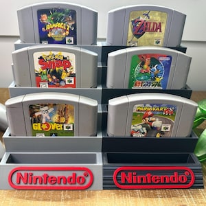 Nintendo 64 Game Cartridge Holder | 6-Tier N64 Display Stand | Retro Game Storage Shelf | Multicolor Options | Game Room Organizer