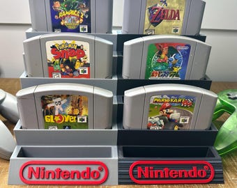 Nintendo 64 Game Cartridge Holder | 6-Tier N64 Display Stand | Retro Game Storage Shelf | Multicolor Options | Game Room Organizer