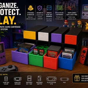 Stapelbare opberglades voor gamecartridges – past voor Nintendo Switch, DS, Game Boy en meer