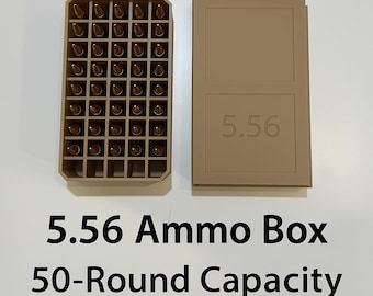 5.56 Ammo Box – 50-Round Capacity | 3D Printed Ammunition Storage Organizer | Compact and Durable