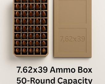 7.62x39 Ammo Box – 50-Round Capacity | 3D Printed Ammunition Storage Case | Tactical Ammo Organizer