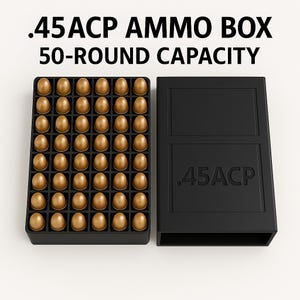 45ACP Ammo Box – 3D Printed Ammunition Storage for 50 Rounds | Compact, Stackable, Durable Case