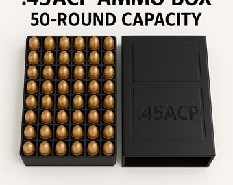 45ACP Ammo Box – 3D Printed Ammunition Storage for 50 Rounds | Compact, Stackable, Durable Case