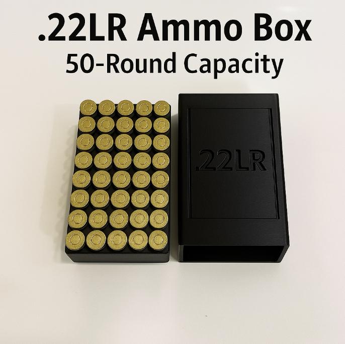 22LR Ammo Box – 3D Printed Ammunition Storage for 50 Rounds | Compact, Stackable, Durable Case