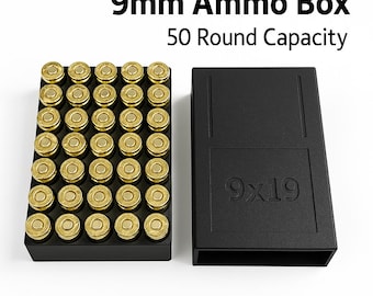 9mm Ammo Box – 3D Printed Ammunition Storage for 50 Rounds | Compact, Stackable, Durable Case